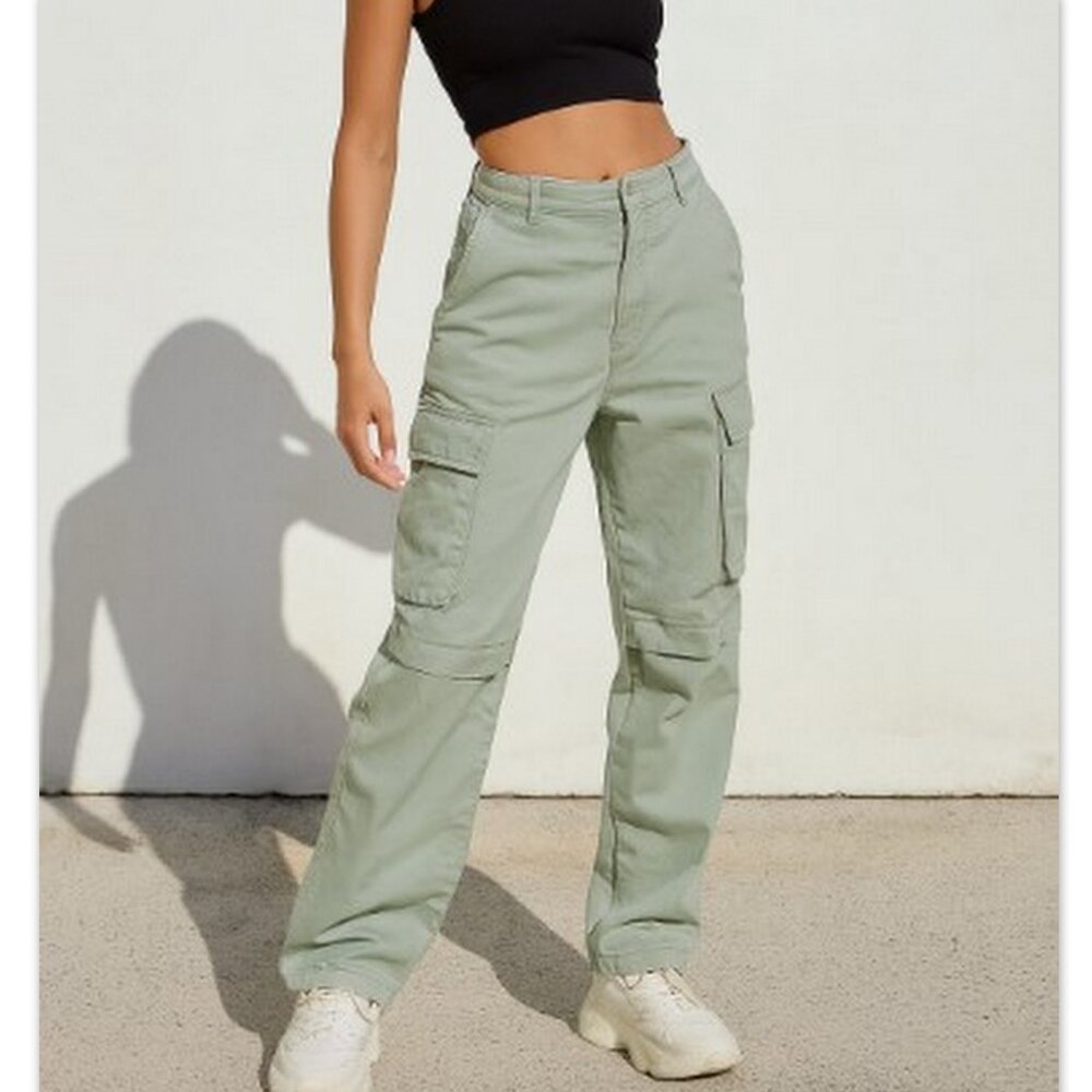 Forever 21 Sage Green Cargo Pants M Gorpcore Utility Streetwear Athleisure Y2K